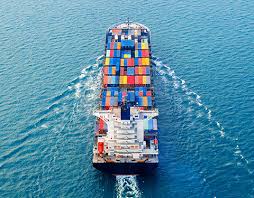 Container ship loaded with vehicles